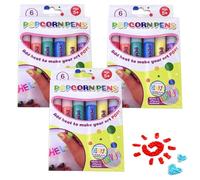 Jeorywoet Popcorn stylos 18pcs / 3pack 3d Art Safe Magic Pennes Pens 6 couleurs Bubble Bubble Popcorn Drawing stylos pour saluer les cartes d'anniversaire enfants, Magic Popcorn Color stylo