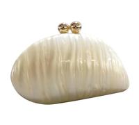 Jeorywoet Purse acrylique, sac à main en acrylique pour femmes, coquille à bandoulière épaule avec chaîne, 9.1x2.8x5.1 Sac de soirée en marbre scintillant pour le bal de fête mariage, Milky White