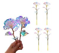 Jeorywoet Rose Artificielle colorée de Fleurs en Or de décoration 6pcs Roses simulées Cadeaux pour Les Femmes Anniversaire d'anniversaire, Rose éternelle