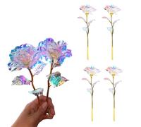 Jeorywoet Rose Artificielle colorée de Fleurs en Or décoration 6pcs Cadeaux de Roses simulées pour Les Femmes Anniversaire d'anniversaire, Fleurs d'anniversaire pour Elle