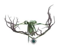 Jeorywoet Serre-tête d'elfe avec branches d'arbre simulées, bandeau féerique avec rubans suspendus, Costume de forêt de la Renaissance pour femmes et filles, vert