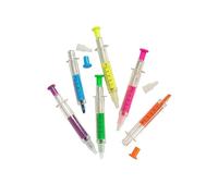 Jeorywoet Surligneurs de seringue 6 pièces, stylo aquarelle à aiguille fluorescente, papeterie de Simulation créative mignonne