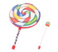 Jeorywoet Tambour à sucettes Arc-en-Ciel de 25 cm avec maillet - Ensemble de Jouets bâtons Tambour à Main, Instrument Percussion pour Enfants