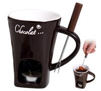 Jeorywoet Tasse à fondue, tasse à fondue au chocolat en céramique résistante la chaleur avec fourchettes, de fusion réutilisable pour le café la maison de mariage d'anniversaire