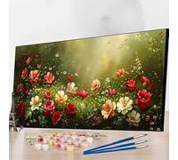 JEPGFOU DIY Peinture par Numero AdulteFleur, Kits de Peinture au Numéro Papillon Loisirs Créatifs Adultes avec Peinture Acrylique et Pinceaux Peinture pour Decoration Chambre, Cadeau 50 x 100 cm O-K