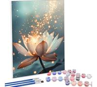 JEPGFOU Lotus Peinture par Numero Adulte Fleur, Peinture Numero Adulte Débutants DIY Pinceaux Paint de Dessin de Pigment Acrylique Kit, Loisirs Créatifs Decoration Maison Cadeau 100x135cm PjY1898 1-1