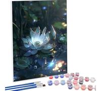 JEPGFOU Peinture par Numéros pour Adulte, Fleur Lotus Peinture par Numero Débutants, Numéro d'art avec Pinceaux, Loisirs Créatifs Adultes Activité Manuelle, Décor de Maison 50 x 70 cm PjY1827 I-Z