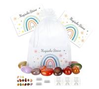Jeqqinuz Lot de 15 pierres porte-bonheur pour enfants, pierres porte-bonheur dans un sac en organza, 2 à 3 cm, petit cadeau d'anniversaire d'enfant, souvenir, porte-bonheur, rentrée des classes