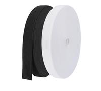 Jeqqinuz Lot de 2 bandes élastiques de 15 mm de large - 20 m de long - En caoutchouc - Blanc et noir - Pour bricolage, ceinture de pantalon, couture