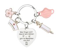 Jeqqinuz Porte-clés infirmière, cadeaux d'infirmière, accessoires d'infirmière, alliage de haute qualité, infirmière, accessoires d'infirmière, motif, masque floral