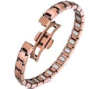Jeracol Bracelet en cuivre 99 % pour femmes avec aimants puissants de 5000 gauss - Bracelet magnétique à fermoir papillon amélioré pour femmes pour le bien-être et le style, outil réglable et coffret