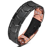 Jeracol Bracelet magnétique en cuivre massif à 99% avec aimants, taille réglable avec coffret cadeau (noir)