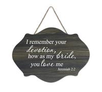 Jeremiah 2:2 Panneau en bois rustique à suspendre avec inscription « I Remember Your Devotion, How As My Bride, You Love Me » - Décoration murale pour salon, chambre à coucher, porte, fenêtre, maison