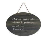 Jeremiah 6:16 Ask for The Ancient Paths, Ask Where The Good Way Is Panneau en bois 15,2 x 25,4 cm Décoration murale rustique à suspendre pour porte d'entrée, salon, cuisine