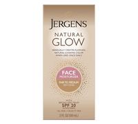 Jergens Natural Glow Crème hydratante quotidienne pour le visage à large spectre SPF 20, tons de peau équitables à moyens, 57 ml