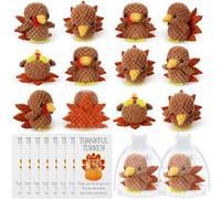 Jerify Lot de 24 mini animaux en crochet faits à la main pour Thanksgiving avec cartes, cadeaux de Thanksgiving inspirants en vrac pour Thanksgiving, fête d'automne, collègue de travail, équipe