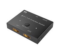 Jerilla Commutateur Displayport Sélecteur DP 1.4 Bi-directionnel 8K Séparateur DP Convertisseur 2 in 1 Out/1 in 2 Out, 8K@60Hz 4K@144Hz pour PC Hôte Laptop Moniteur TV Projecteur