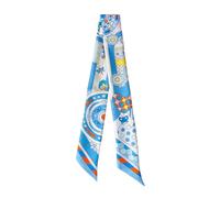 JERLA 100% Mulberry silk Scarf Head Hair Ribbon Bag scarf Handbag Handle wrap Tie Bundle Neckerchief Scarf for women (Dream bird blue)