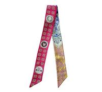 JERLA 100% Mulberry silk Scarf Head Hair Ribbon Bag scarf Handbag Handle wrap Tie Bundle Neckerchief Scarf for women (The knight's dance rose pink)