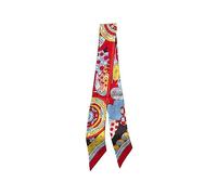 JERLA 100% Mulberry silk Scarf Head Hair Ribbon Bag scarf Handbag Handle wrap Tie Bundle Neckerchief Scarf for women (Dream bird red)