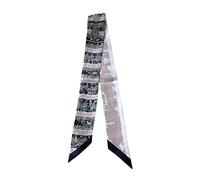 JERLA 100% Mulberry silk Scarf Head Hair Ribbon Bag scarf Handbag Handle wrap Tie Bundle Neckerchief Scarf for women (Tribe brown)