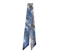 JERLA Écharpe 100 % soie de mûrier - Ruban à cheveux - Sac à main - Avec poignée - Écharpe pour femme, Bride bleue, 33.5"×1.97"