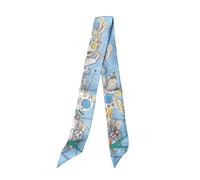 JERLA Écharpe 100% soie de mûrier pour cheveux, ruban à main, sac à main, cravate, foulard, écharpe pour femme et homme, Bleu sidéral., 33.5"×1.97"