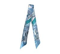 JERLA Écharpe 100 % soie de mûrier pour cheveux, ruban à main, sac à main, cravate, foulard, écharpe pour femme et homme, D Chaîne Bleu Clair, 33.5"×1.97"