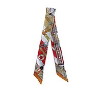 JERLA Écharpe 100 % soie de mûrier pour cheveux, ruban à main, sac à main, cravate, foulard, écharpe pour femme et homme, Bride orange, 33.5"×1.97"