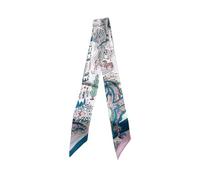 JERLA Écharpe 100 % soie de mûrier pour femme - Ruban à cheveux - Poignée de sac à main, Bleu et rose, 33.5"×1.97"