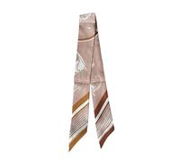 JERLA Écharpe 100 % soie de mûrier pour femme - Ruban à cheveux - Poignée de sac à main, Carrosse beige et café, 33.5"×1.97"