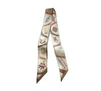 JERLA Écharpe 100% soie de mûrier pour femme - Ruban à cheveux - Poignée de sac à main, Crème glacée kaki, 33.5"×1.97"