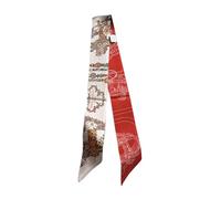 JERLA Écharpe 100% soie de mûrier pour femme - Ruban à cheveux - Poignée de sac à main, Fleurs et bride rouge, 33.5"×1.97"