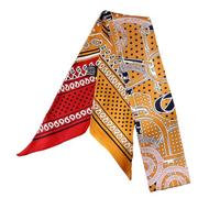 JERLA Écharpe 100% soie de mûrier pour sac à main, cravate, ruban pour cheveux pour femmes et hommes, Bandana jaune, 34.7 inches x 1.97 inches