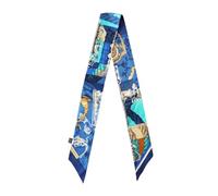 JERLA Écharpe 100% soie de mûrier pour sac à main, écharpe, cravate, bandeau, foulard, écharpe pour femmes et hommes, Temple Rope Bleu, 33.5"×1.97"