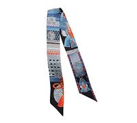 JERLA Écharpe 100 % soie de mûrier - Ruban à cheveux - Sac à main - Avec poignée - Écharpe pour femme, Armored Warrior Noir, 33.5"×1.97"