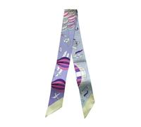 JERLA Écharpe 100 % soie de mûrier - Ruban à cheveux - Sac à main - Avec poignée - Écharpe pour femme, Ballon gris et violet, 33.5"×1.97"