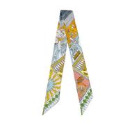 JERLA Écharpe 100% soie de mûrier - Ruban à cheveux - Sac à main - Avec poignée - Écharpe pour femme, Bijoux rares orange, 33.5"×1.97"