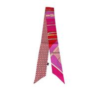 JERLA Écharpe 100% soie de mûrier - Ruban à cheveux - Sac à main - Avec poignée - Écharpe pour femme, Chaîne Cercle Rose Rouge, 33.5"×1.97"