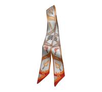 JERLA Écharpe 100% soie de mûrier - Ruban à cheveux - Sac à main - Avec poignée - Écharpe pour femme, Crème glacée orange, 33.5"×1.97"