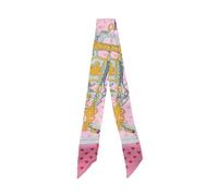 JERLA Écharpe 100 % soie de mûrier - Ruban à cheveux - Sac à main - Avec poignée - Écharpe pour femme, Cœur rose., 33.5"×1.97"