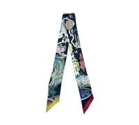 JERLA Écharpe 100% soie de mûrier - Ruban à cheveux - Sac à main - Avec poignée - Écharpe pour femme, Noir, 33.5"×1.97"