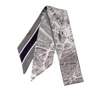 JERLA Écharpe 100% soie de mûrier - Ruban à cheveux - Sac à main - Avec poignée - Écharpe pour femme, Paris City Beige, 33.5"×1.97"