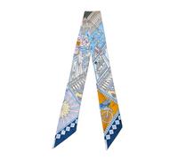 JERLA Écharpe 100 % soie de mûrier - Ruban à cheveux - Sac à main - Avec poignée - Écharpe pour femme, Rare Jewels Bleu, 33.5"×1.97"