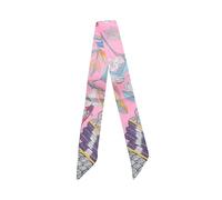 JERLA Écharpe 100% soie de mûrier - Ruban pour cheveux - Sac à main - Avec poignée - Écharpe pour femme et homme, Branche rose, 33.5"×1.97"