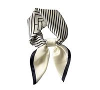 JERLA Écharpe carrée 100 % pure soie de mûrier pour cheveux - 68,6 x 68,6 cm - Pour homme et femme - En soie naturelle, Motif rayures Blanc/noir, 26.7”X26.7”