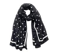 JERLA Écharpe légère et douce pour femme - Motif à pois noirs, Motif pois Noir, Large