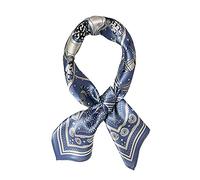 JERLA Écharpe de cou 100 % soie de mûrier 53,3 x 53,3 cm petite écharpe carrée pour femme emballée cadeau, Cheval bleu et blanc, Small