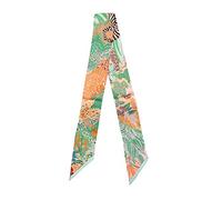 JERLA Foulard 100 % soie de mûrier, pour bandeau pour cheveux, sac à main, pour femme, vert forêt, 33.5"×1.97"