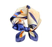 JERLA Foulard carré en soie de mûrier véritable pour homme et femme - 53,3 x 53,3 cm - Bleu et blanc